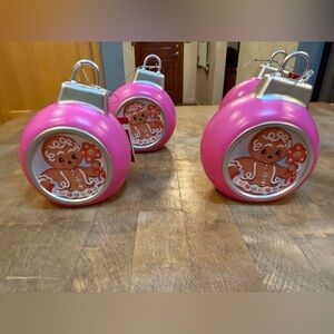 Pink Gingerbread Retro Ornaments 5” Mini Blow Molds Mr. Christmas set of 4